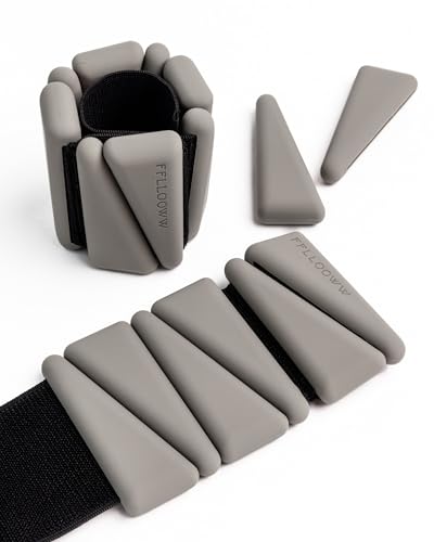 FFLLOOWW Adjustable Ankle & Wrist Weights Set, 2 lbs Each (4 lbs Total), Soft Comfortable Weights for Walking, Pilates, Barre & Home Workouts with Secure Fit for Women & Men - color: TAUPE