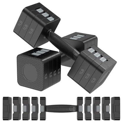 Hezeyferg 18LBS 22LBS Adjustable Dumbbells Set, Hand Weights Sets with Mutilple Levels, Adjustable Weight Dumbbells for Women/Men Home Gym Full Body Workout