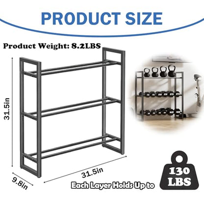 3 Tier Dumbbell Rack,390LB Capacity Weight Rack,Storage Stand for Dumbbells,Space-Saving Weight Rack for Home Gym Storage Organizing Dumbbells(Rack Only)