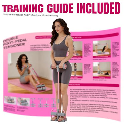 Resistance Bands with Handles, 6 Tube Pedal Resistance Band for Exercise, Dual Pedal Adjustable Resistance, Ab Roller Handle Full Body Home Workout Equipment for Abs, Legs, Arms, Women