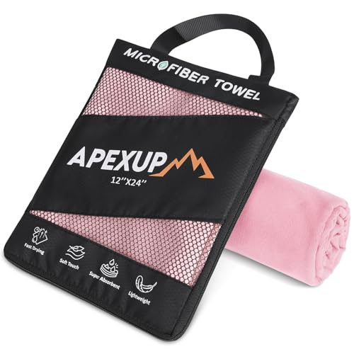 Microfiber Travel Towel, Ultra Absorbent Quick Dry Towels, Lightweight Gym Sports Camping Towel for Workout, Yoga, Beach, Shower, Swimming (24"×12", Pale Rose) - color: Pale Rose, size: 24"×12" Single