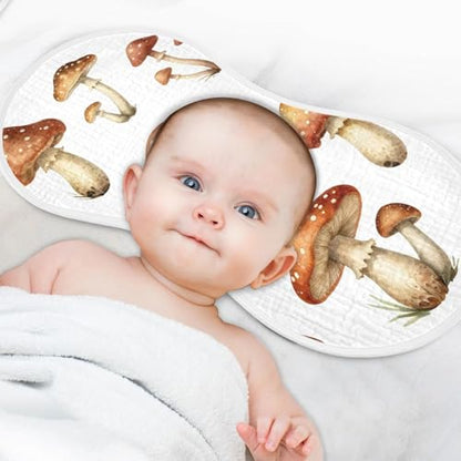 Cute Mushroom Muslin Burp Cloths 1 Pack - Extra Large 22"x11", 4-Layer Soft Absorbent Cotton, Waterproof Backing, Baby Drool Rags for Newborn
