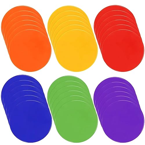 Poly Spots Spot Markers for Gym Floor 9inch 10inch 12/18/24/36 Pcs Flat Cones Non-Slip Rubber Floor Dots Circles for Sports Soccer Basketball Agility Training Dance Classroom - style: 36Pcs 9inch