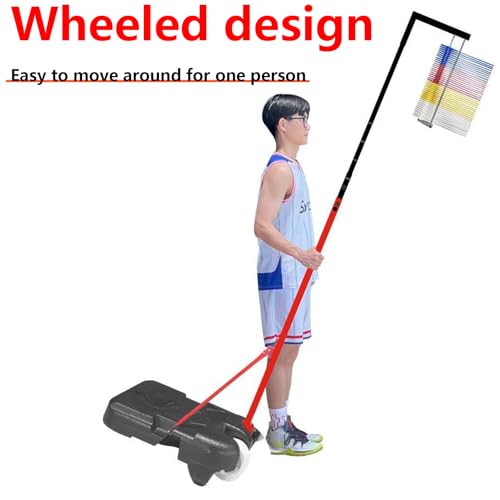 Jump Tester, 150-320cm Vertical Measurement Tool, Wheeled Mobility, Water Filled Weighted, Quick Reset Trainer