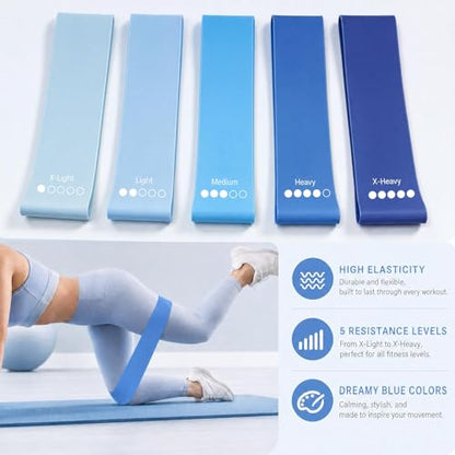 Pilates Kit, Home Pilates Equipment for Women, Workout Kit with 14.5" Pilates Ring and Ball,Yoga Block, Yoga Knee Pad Mats, Resistance Bands, Grip Socks Accessories，Blue