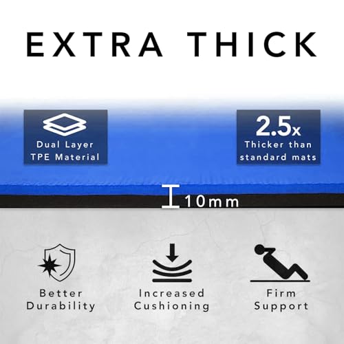 Large Workout Mat - 10mm Extra Thick Exercise Mat & Wide Yoga Mat, 72"x32" - color: Blue - Printed
