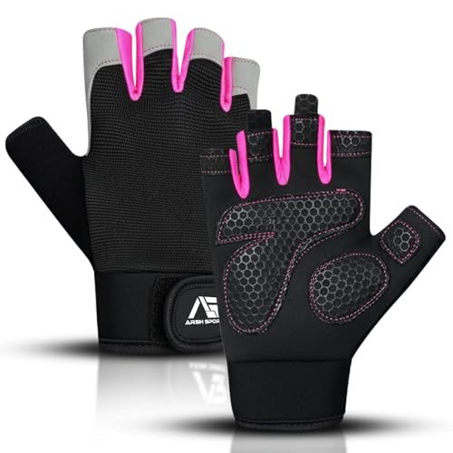 Breathable Gym Gloves for Men & Women–Lightweight,Non-Slip Workout Gloves with Full Palm Protection, Wrist Support,Ventilated Mesh for Weightlifting,Crossfit,Fitness Training & Cycling - color: Pink, size: Large