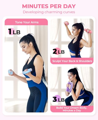 AboveGenius Hand Weights for Women Men, 6pc Soft Dumbbell Set (1lb 2lb 3lb 4lb) Walking Weights with Hand Straps, Comfortable Iron Sand Filled Dumbbells for At Home Workout, Running, Yoga, Pilates, Physical Therapy, 12lbs/18lbs Total