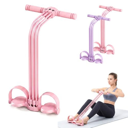 Pedal Resistance Bands with Handles, 2026 Upgraded 6-Tube Elastic Pedal Puller Resistance Band, Multifunction Fitness Bands for Abdomen/Waist/Arm/Leg, Portable Latex Exercise Bands - color: Pink/1PCS