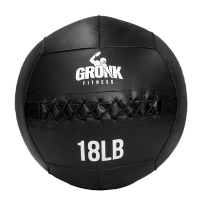 Gronk Fitness Premium Wall Ball | Non-Slip Weighted Medicine Ball | Great Wall Ball for Full Body Workouts | Perfect for Strength & Conditioning Exercises | Black - size: 18 lbs