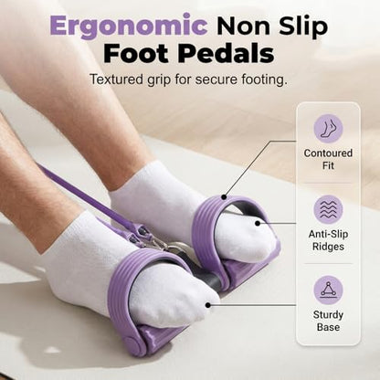 Pedal Resistance Band with Handle, Upgrade Latex Tube Exercise Band Elastic Pull Rope for Home Workout, Sit Up Body Stretching Exercise Equipment for Tummy Waist Arm Leg Slimming