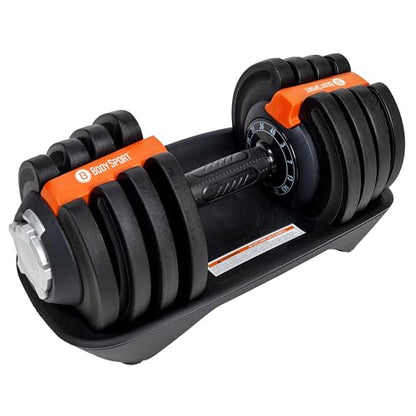 BodySport 40 Pound Adjustable Dumbbells – Includes 12 Free Weights, Ranging from 3 to 40 Pounds, Ideal for Home Gym Workouts and Weight Training