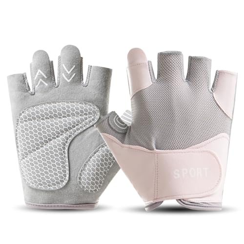 Women Driving Gloves, UV Protection Sun Gloves, Touchscreen Full Finger - color: Grey-Pink, size: Medium