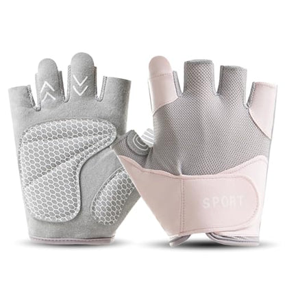 Women Driving Gloves, UV Protection Sun Gloves, Touchscreen Full Finger - color: Grey-Pink, size: Medium