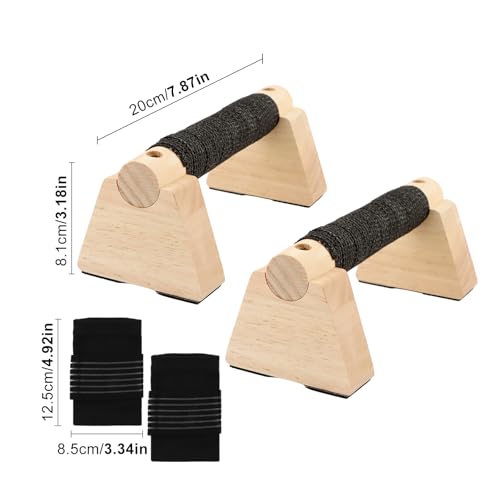 Wooden Parallettes Bars, 2 PCS Pushup Bars Calisthenics Equipment with Non-Slip Base Wrist Wraps, Pushup Handles Fitness Blocks Set for Strength Training, Planks Calisthenics