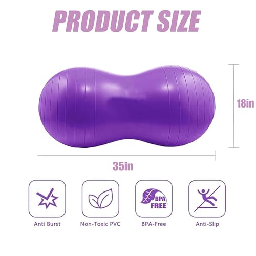 Professional Peanut Exercise Ball，Ideal for Birthing, Pregnancy, Kids Therapy, Core Strength Training, and Yoga with Pump