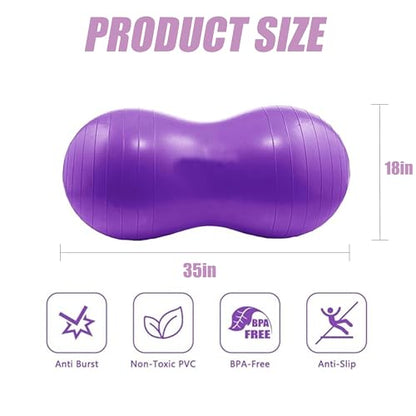 Professional Peanut Exercise Ball，Ideal for Birthing, Pregnancy, Kids Therapy, Core Strength Training, and Yoga with Pump