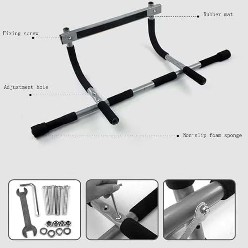 Heavy Duty Pull Up Bar for Doorway–No Screws, Multiple Grip Chin Up Bar for Home Gym Multi-Function for Push-Ups,Sit-Ups