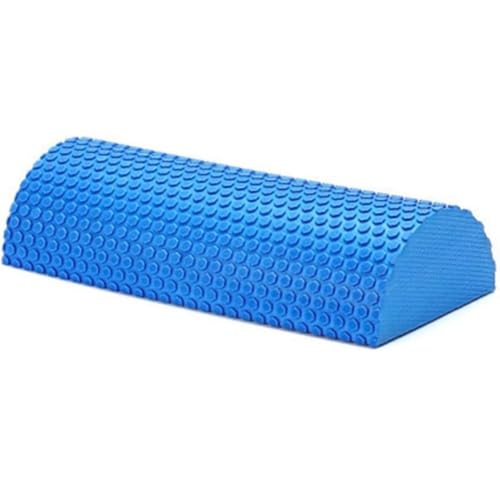 Half Foam Roller for Back and Muscle, Blue Eva Foam Roller with Flat & Round Sides for Stability and Tissue Massage, 30cm Yoga Balance - Half