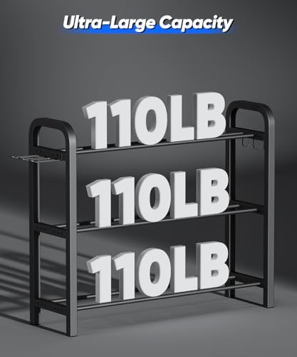 Adjustable Dumbbell Rack, Weight Storage Stand Holder for Dumbbells & Kettlebells, Heavy-Duty Home Gym Organizer with 6 Hook for Home Gym Equipment Accessories (Rack Only)