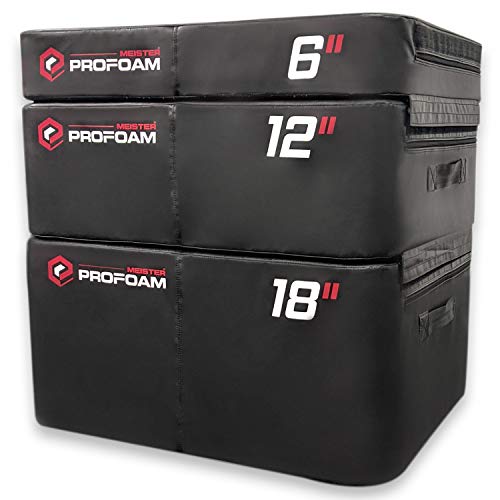 Meister PROFOAM Plyo Boxes - Foam Plyometric Jump Boxes for Pro Gyms - style: 3 BOX SET (18", 12", 6") - Black