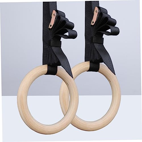 Wooden Gymnastics Rings with Adjustable Straps Exercise Rings for Bodyweight Training Full-Body Strength Workouts Fitness Equipment for Home Gym