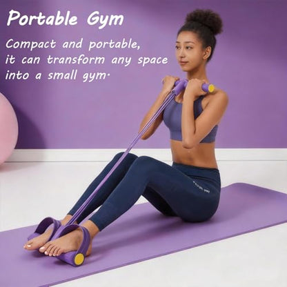 Pedal Resistance Band with Handle Multifunction Pedal Resistance Band Upgrade 6/8/10 Tubes Manual Tension Training Pedal Natural Rubber Foot Pedal Resistance Bands - color: purple-8 tubes