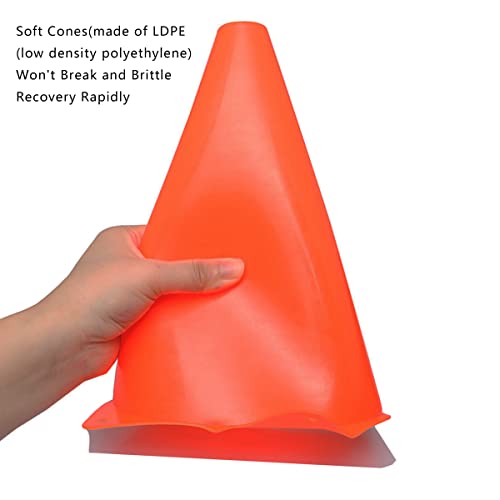 Alyoen 9 inch Orange Traffic Cones, Plastic Sports Cones, Soccer Training Cones for Outdoor Activity & Festive Events (Sets of 10/15/ 20)