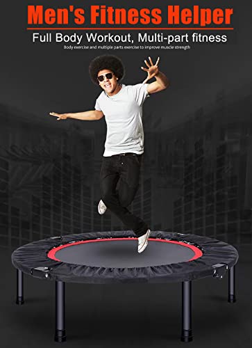 40"/48" Fitness Rebounder Trampoline with 4-Level Adjustable Foam Handle, Quiet and Stable Exercise Trampoline for Kids Adults, Indoor/Outdoor Mini Trampoline - color: Red