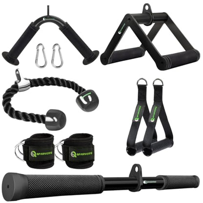 Cable Machine Attachment Set LAT Pulldown Attachments Weight Machine Accessories for Home Gym - color: black-6.0