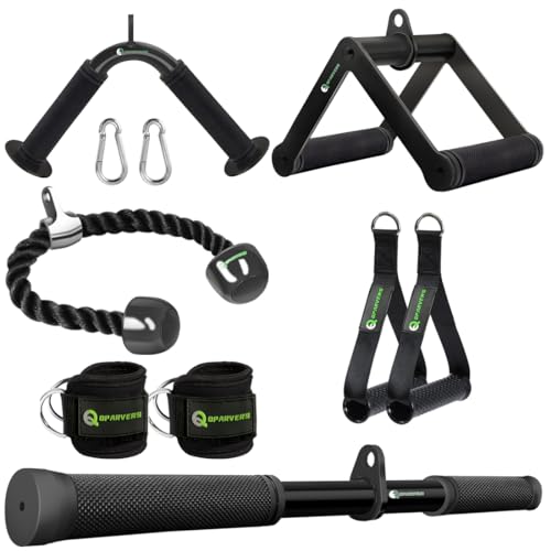 Cable Machine Attachment Set LAT Pulldown Attachments Weight Machine Accessories for Home Gym - color: black-6.0