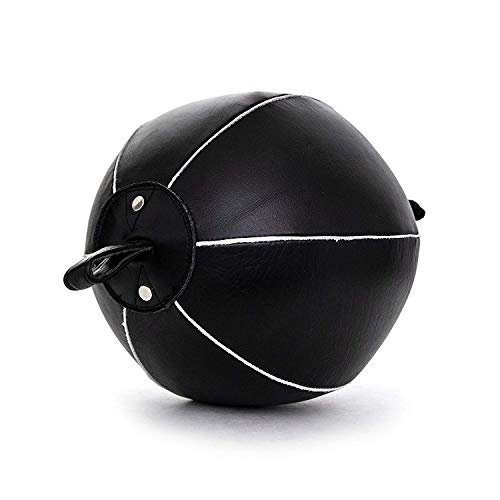 Genuine Leather Double End Boxing Punching Bag - Speed Striking & Dodge Training Ball for MMA, Muay Thai, Boxing, Gym Workout - Includes Cords & Hooks for Easy Setup