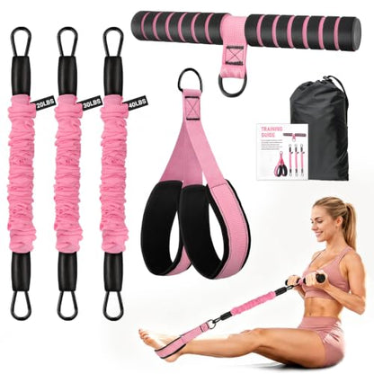 Resistance Bands with Handles and Foot Pedals, 3-Tube Adjustable Resistance Bands (20/30/40 lbs, 7 Levels Free Combination, Max 90 lbs), Natural Latex Anti-Break Exercise Bands