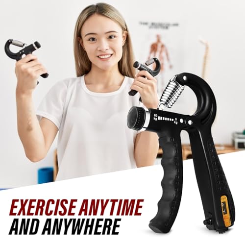 Hand Grip Strengthener Trainer with Adjustable Resistance 10-130lbs (4.5-59kg), Forearm Hand Grip Strength Exerciser for Muscle Building, Injury Recovery, and Therapy Stress Relief