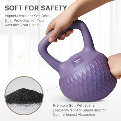 YIGUO Soft Kettlebell, Kettlebells Cushioned Impact-Resistant Base and Anti-Slip Grip, Strength Training Kettle Bell for Women and Men, Home Workout