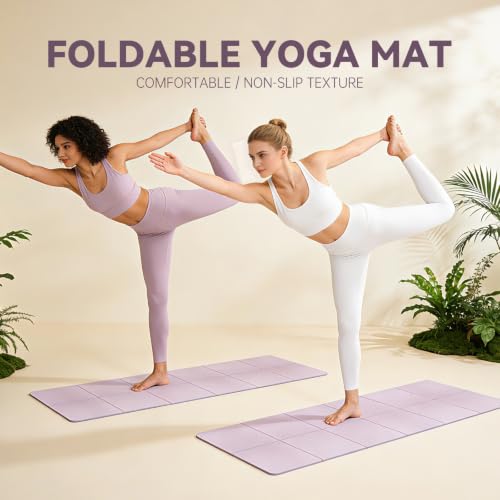 Foldable Yoga Mat Thick Non-Slip Exercise Mat - color: lilac