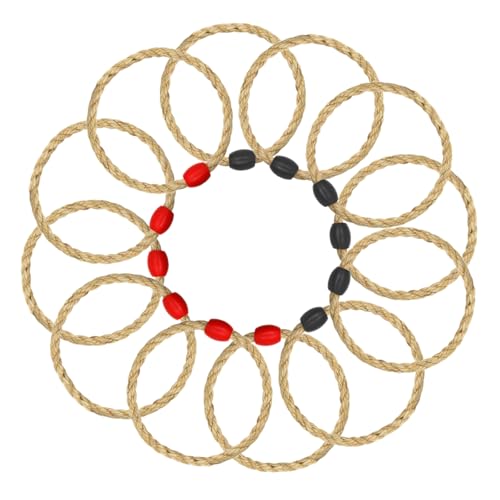 12 Pack Sisal Rope Ring Toss Game Replacement Parts for Adults and Kids, Outdoor Toss Rings for Agility Practice and Speed Game and Yard Games and Lawn Games for Party (Red and Black)