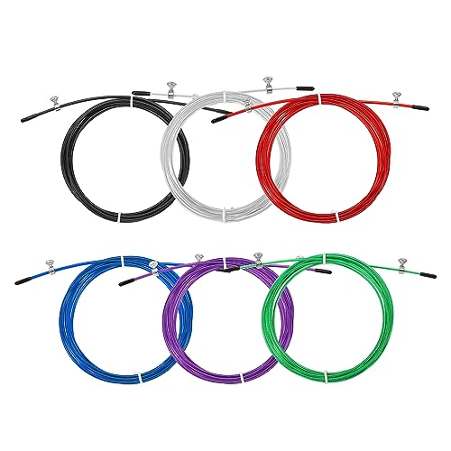PATIKIL 10Ft Speed Jump Rope Replacement Cable, 6 Pack 2.5mm Professional Skipping Rope Steel Wire Replace for High Speed Jump Ropes, Multicolor
