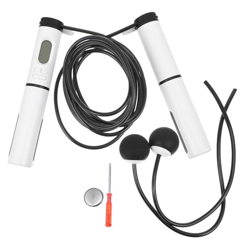 FOMIYES Weighted Ropeless Jump Rope with Digital Counter, Adjustable Indoor Fitness Skipping Rope for Workout and Weight Loss, 1 Handle with Steel Wire and Ball, Cordless Exercise