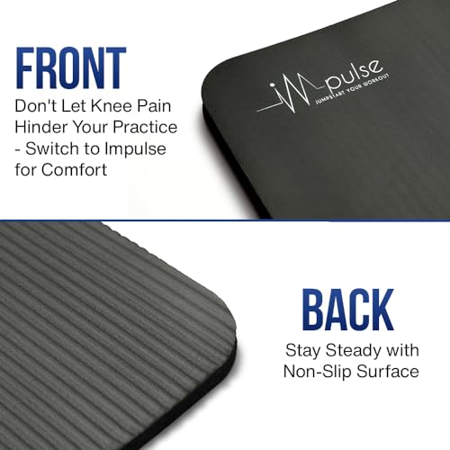 Impulse Yoga Knee Pads Cushion, Thick 1" (25mm) Workout Mat Provides Cushion for Kneeling & Elbows, Non-Slip & Portable Exercise Kneeling Pad for Yoga, Elbow, Wrist Pain, Planks, Pushups & Floor Exercises