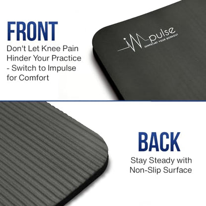 Impulse Yoga Knee Pads Cushion, Thick 1" (25mm) Workout Mat Provides Cushion for Kneeling & Elbows, Non-Slip & Portable Exercise Kneeling Pad for Yoga, Elbow, Wrist Pain, Planks, Pushups & Floor Exercises