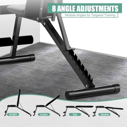 Adjustable Weight Bench for Home Gym Olympic Workout Bench with 700 LB Capacity Dumbbell Exercise Incline/Decline Bench for Strength Training and Full Body Workout