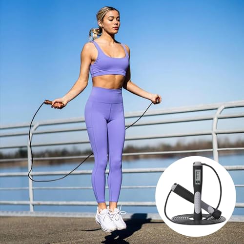 Jump Rope with Counter, Adjustable Length Rapid Speed Workout Skipping Rope,Jump Rope for Women Men,Durable Lightweight Comfortable Jump Ropes for Fitness Boxing Crossfit Exercise Training