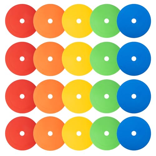 20 Pcs 6 Inch Flat Cones, Non-Skid Spot Markers, Rubber Discs Training Field Cones for Sports Speed Agility Practice/Athletes