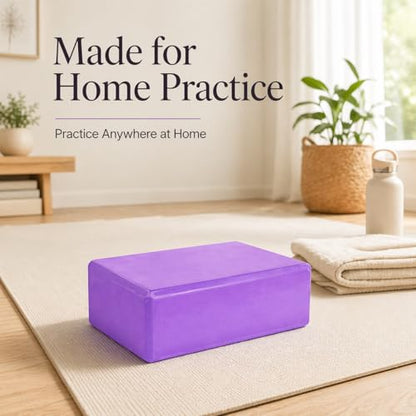 High Density EVA Foam Yoga Block Support and Stability for Stretching, Workout, Pilates at Home and Gym - color: Purple