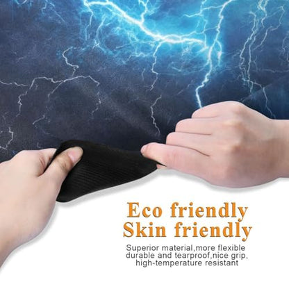 Kigai Travel Yoga Mat 71" x 24" Non Slip Natural Rubber Foldable Exercise Mat Ultra Thin 1.5mm Lightweight for Fitness, Pilates & Home Workout, Blue Lightning