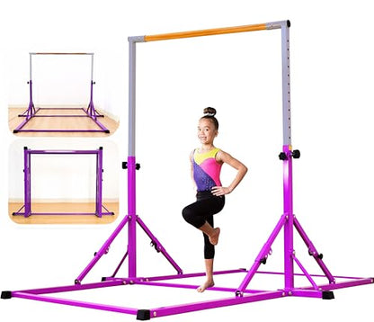 MARFULA Gymnastic Kip Bar for Kids Teens Ages 3-25 of All Gymnastic Levels - color: Purple (New Style - 8 Ft Base)