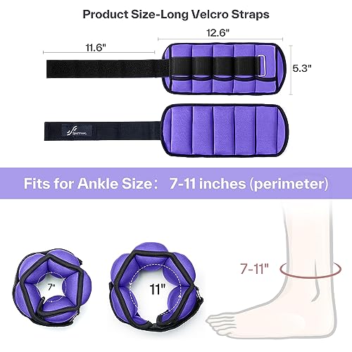 Sportneer Adjustable Ankle Weights for Women and Men 7 lbs/Pair Adjustable Leg Weights with Secure Straps, Strength Training Weighted for Yoga, Walking, Running, Aerobics, Gym, Physical Therapy