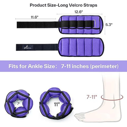 Sportneer Adjustable Ankle Weights for Women and Men 7 lbs/Pair Adjustable Leg Weights with Secure Straps, Strength Training Weighted for Yoga, Walking, Running, Aerobics, Gym, Physical Therapy