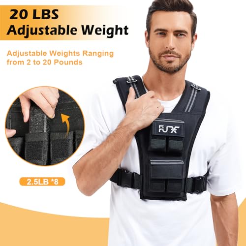 FUFF Adjustable Weighted Vest Men,20/30/40 LB Weight Vest for Strength Trainin, Workout Vest Woman with Removable Iron Weights for Walking, Rucking, Running, Exercise - size: 20 LB
